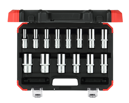 Socket wrench set 1/2" 14 pieces, hexagonal 10-32 mm - 3300008 (1)