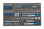 Steckschlüssel-Satz 1/4" + 3/8" + 1/2" in Check-Tool-Modul 91-teilig - 2016257
