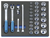 Socket wrench assortment 1/2" in check tool module, 29 pieces - 2016494