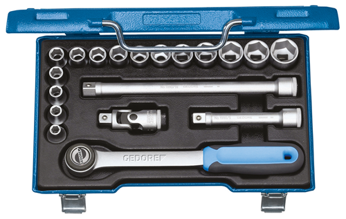 Socket wrench set 1/2" 19 pieces, hexagonal 8-24 mm - 2682842 (1)