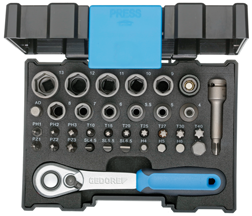 Bit socket box with ratchet 1/4" 35 pieces - 2998211 (1)