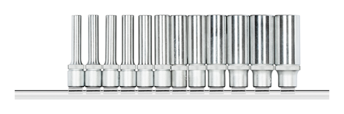 Socket wrench set 1/4" 12 pieces 6-point + bar - 3300021 (1)