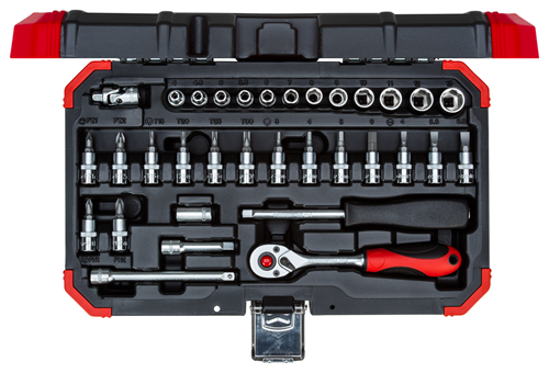 Socket wrench set 1/4" 33 pieces 4-13 mm - 3300051 (1)