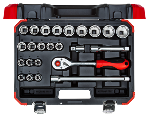 Socket wrench set 1/2" 10-32 mm 24 pieces - 3300056 (1)
