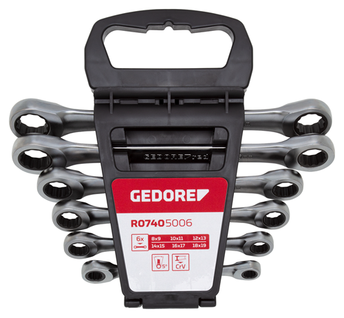 Double combination ratchet wrench set 6 pieces 8-19 mm - 3300898 (1)