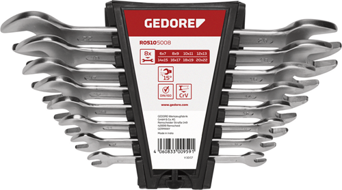 Double open-end spanner set 8 pieces 6-22 mm - 3300959 (1)