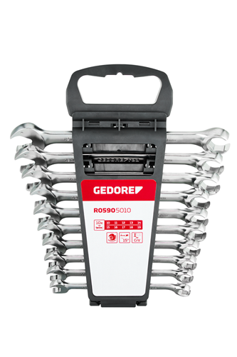 Combination ratchet open-end wrench 10 pieces 10-19 mm - 3301003 (1)