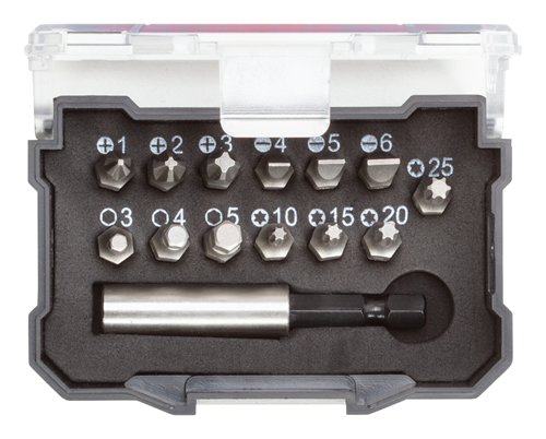 Bit box 1/4" 14-piece PH+SL+TX+6-edge+bit holder - 3301347 (1)