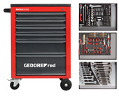 Tool set in the MECHANIC red workshop trolley, 129 pieces - 3301673