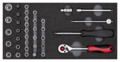 Socket wrench set 1/4" in 2/6 CT module 37 pieces - 3301705