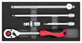 Socket wrench set 1/2" in 2/6 CT module, 5 pieces - 3301707
