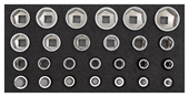 Socket wrench set 1/2" in 2/6 CT module 26 pieces - 3301708