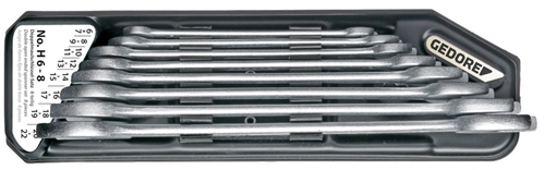 Double open-end wrench set in holder, 8 pieces 6-22 mm - 6079400 (1)