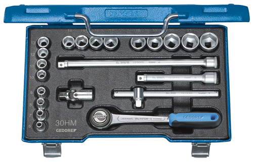 Socket wrench set 3/8" 22 pieces, hexagonal 6-22 mm - 6238300 (1)