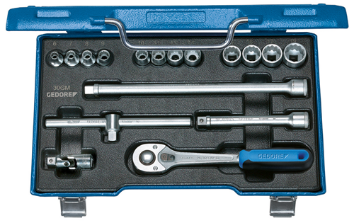 Socket wrench set 3/8" 17 pieces, hexagonal 6-19 mm - 6235710 (1)