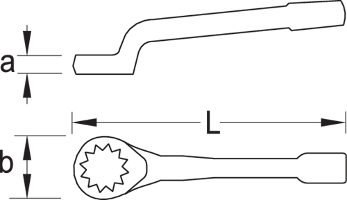 Ring slogging spanner, deep offset 32 mm - 1415972 (2)