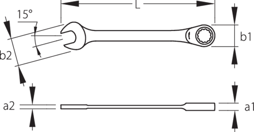 Combination ratchet wrench set 5 pieces 8-19 mm - 2297434 (4)
