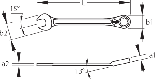 Combination ratchet wrench set, switchable, 5 pieces, 8-19 mm - 2327651 (3)