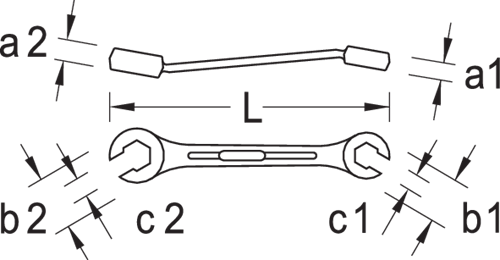 Open double ring wrench, hexagonal, 11x13 mm - 6057350 (2)