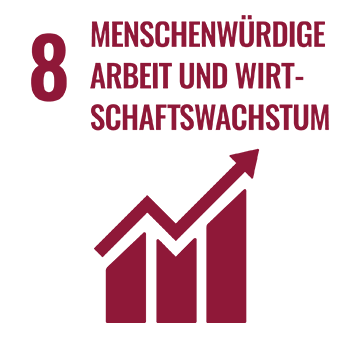 Icon des Nachhaltigkeitsziels menschenwürdige Arbeit und Wachstum