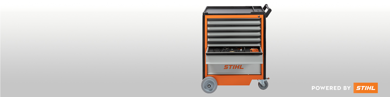 STIHL x GEDORE Werkstattwagen für Servicearbeiten an Forstwerkzeugen