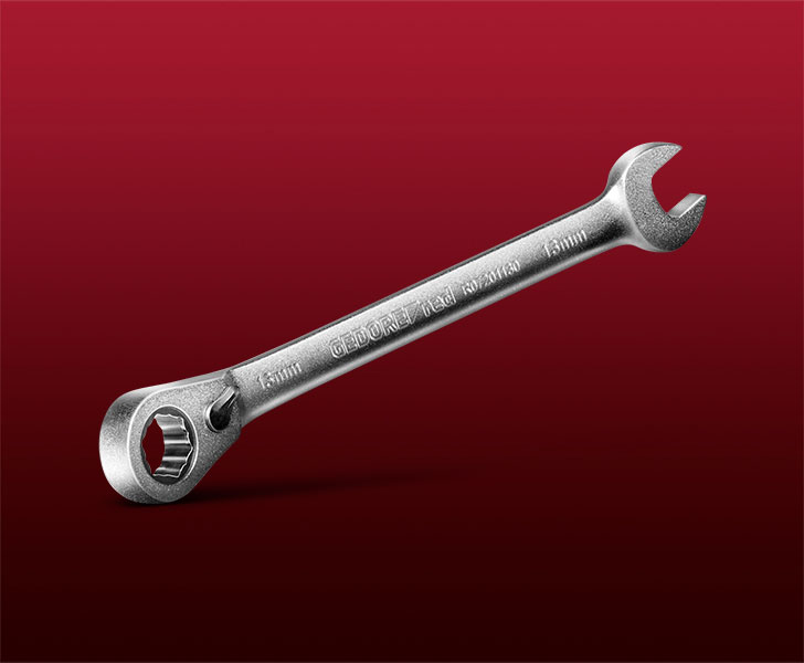 Die neuen Ringratschenmaulschlüssel von GEDORE red Innovative Haltefunktion für das verlustsichere Führen von Schrauben und Muttern.