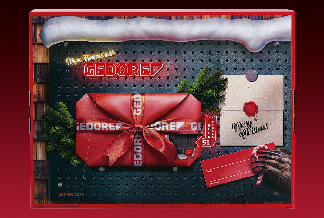Rückseite des Gedore red Adventskalenders