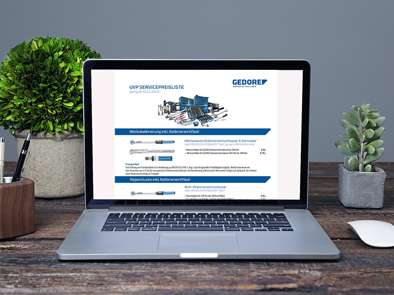 Gedore Service Preisliste herunterladen
