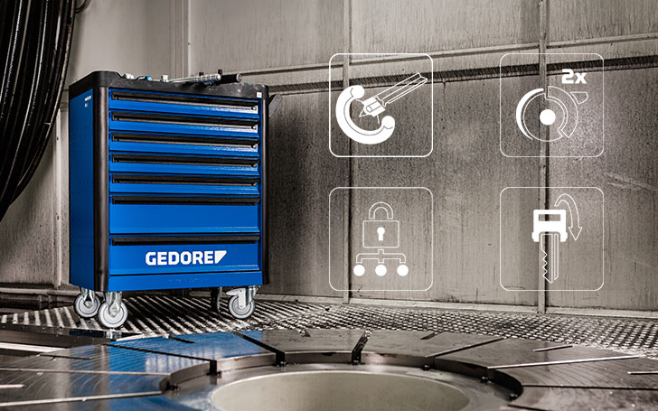 Gedore Werkzeugwagen in einer Industriehalle