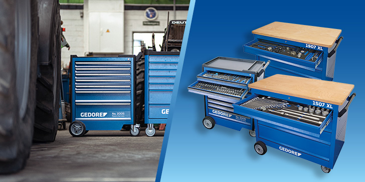 Gedore Automotive-Werkzeugwagen in einer Nfz-Werkstatt