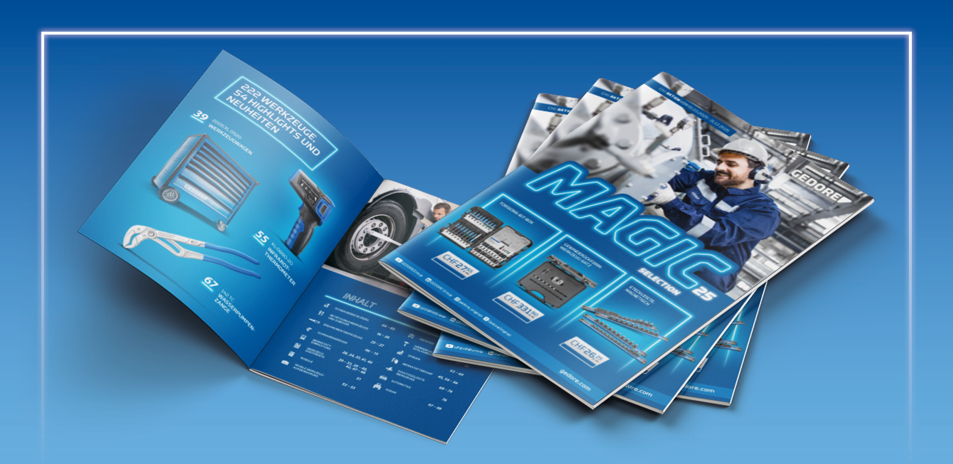 Gedore Promotion Magic opened on a blue background