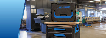 Gedore L-Boxx und Workmo in einer Lagerhalle
